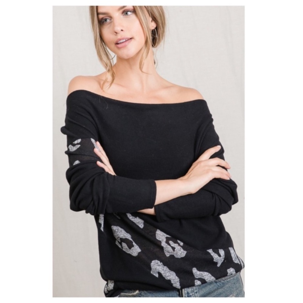 (20)🖤New Diagonal Leopard Print Blocked Bodice Dolman Sleeve Top🖤 - Picture 10 of 10